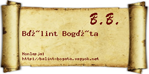 Bálint Bogáta névjegykártya